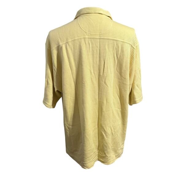 Tommy Bahama Yellow Silk Cotton Blend Wood Buttons Golf Polo Shirt Sz XL - Picture 3 of 5